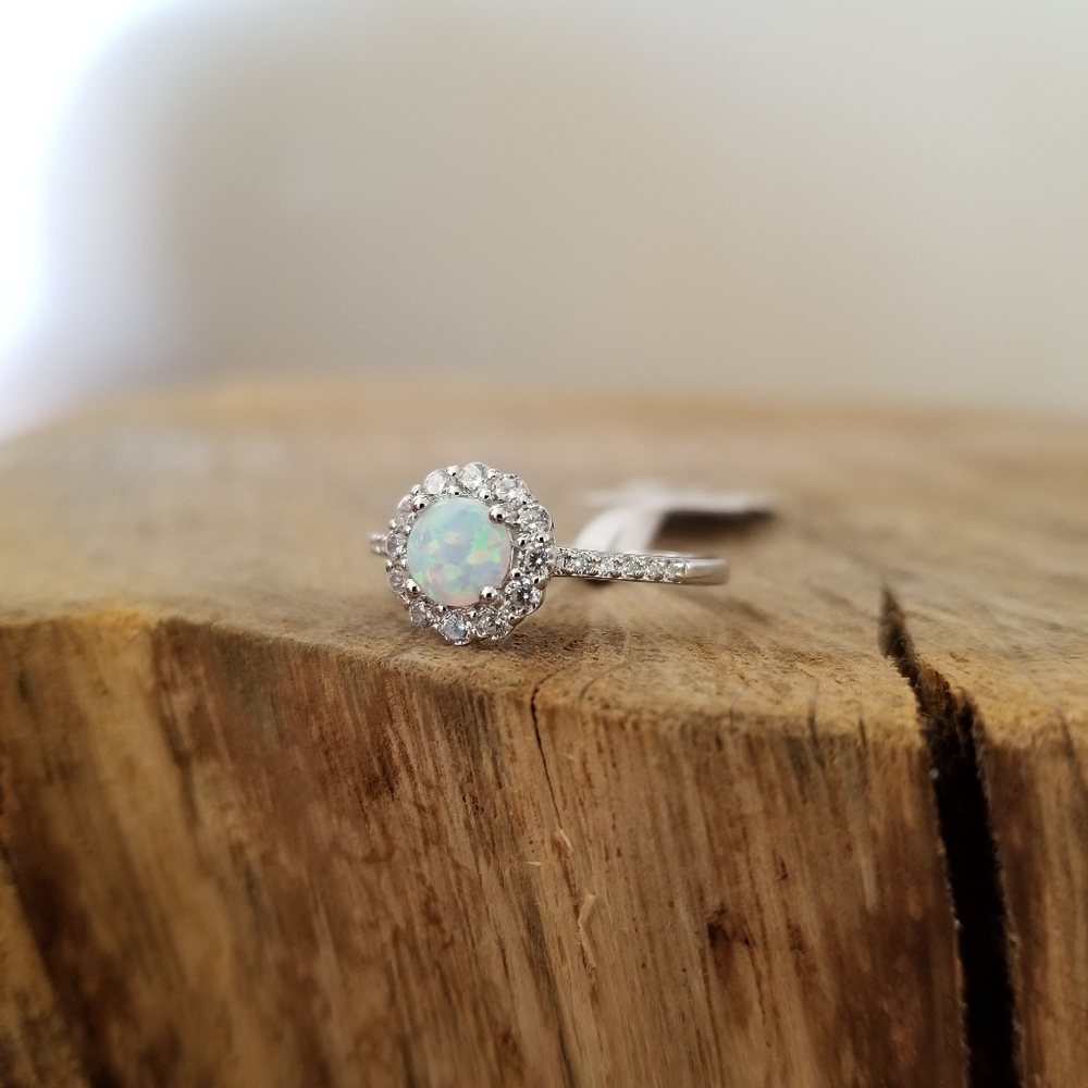 Opal Flower Sterling Ring - Picture 3 of 6